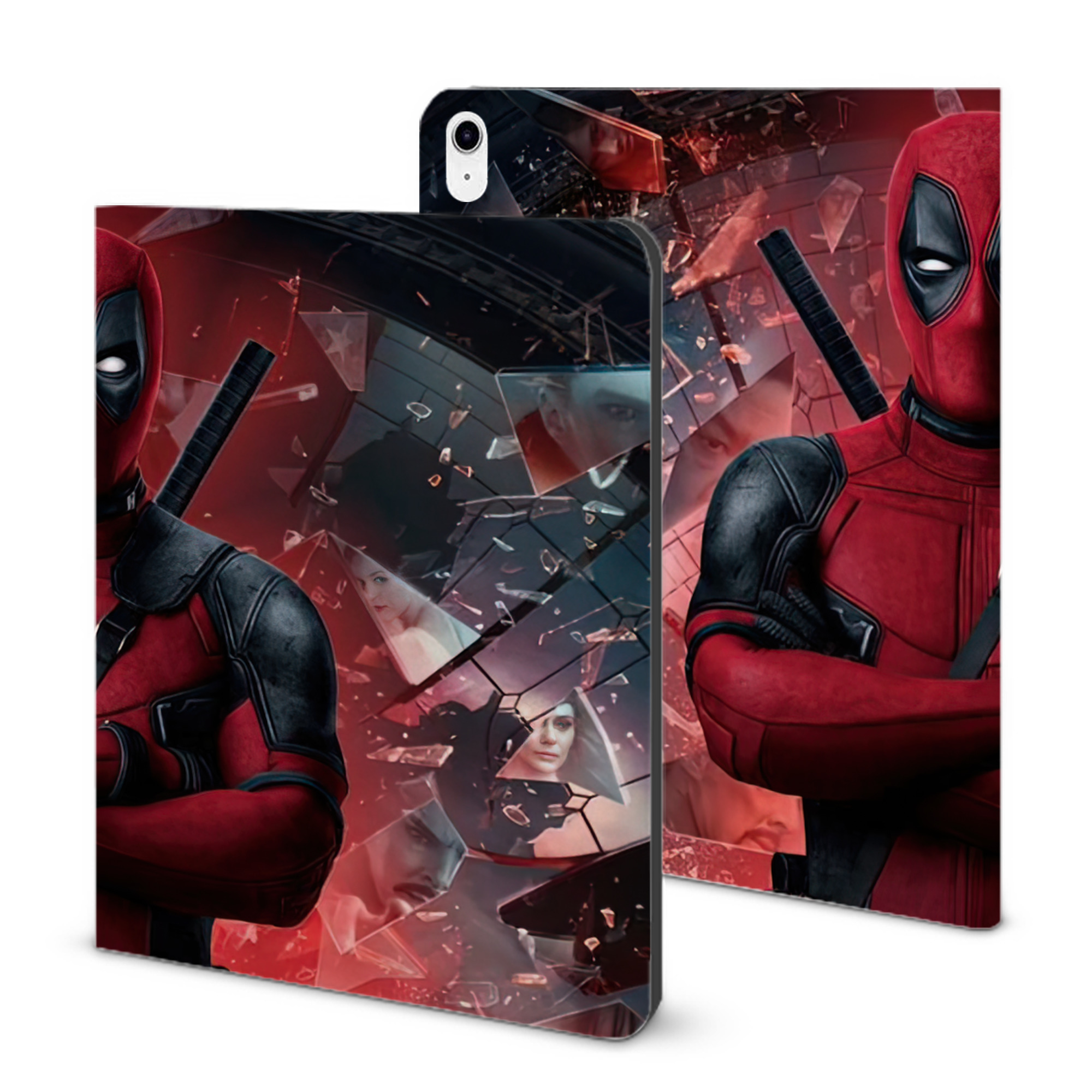 （画像用） Deadpool デッドプール IPad ケース ブック型 PUレザー TPU 耐衝撃 軽量 薄型 ペン収納なし 全面保護 IPad 各モデル対応
